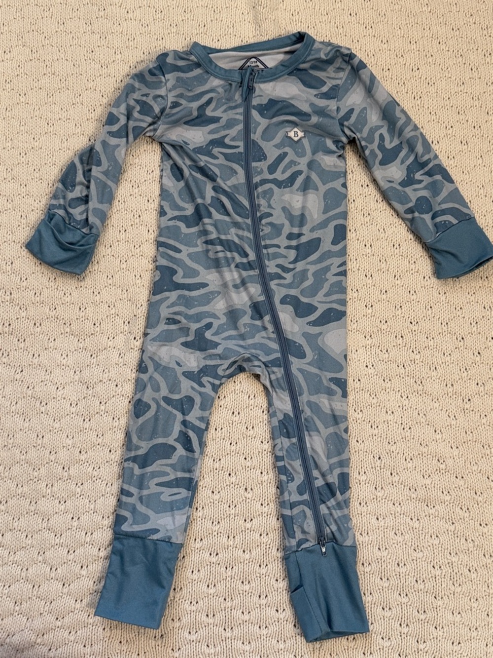 BURLEBO Blue Camo Zippered Kids Footie
